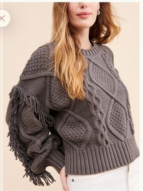 Line & Dot for Anthropologie Jasper Chunky Fringe Sweater NWT
